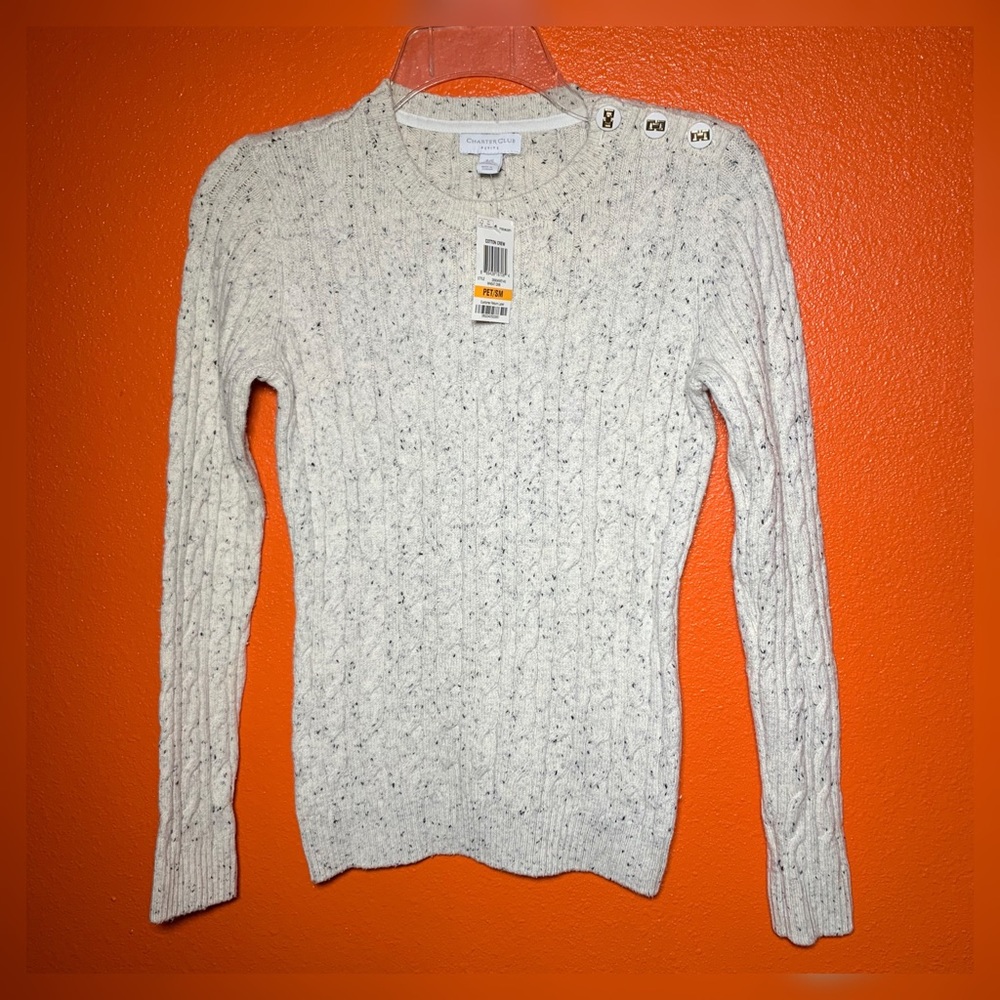 NWT Charter’s Club Petite cableknit sweater
